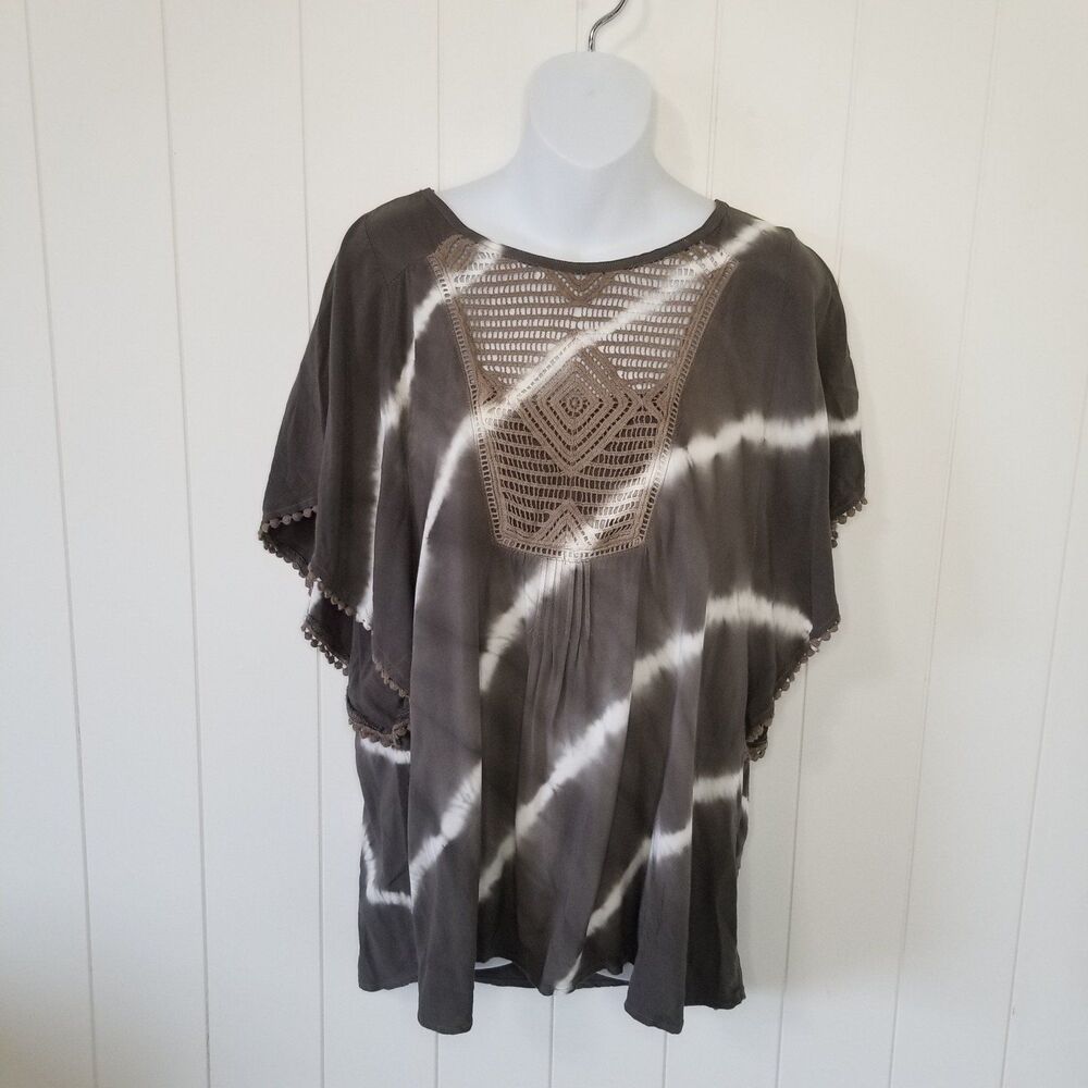Knox Rose Boho Green Top Size Large